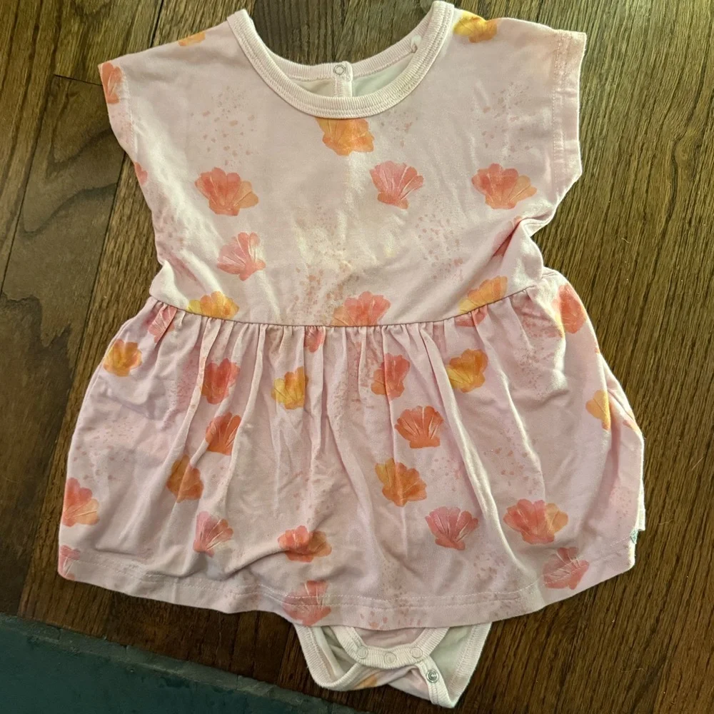 Coccoli Pink Seashells Skirted Baby Romper 12 Months